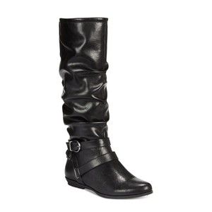 CLIFFS BY WHITE MOUNTAIN Womens Fairfield Black Almond Toe Knee High Boots